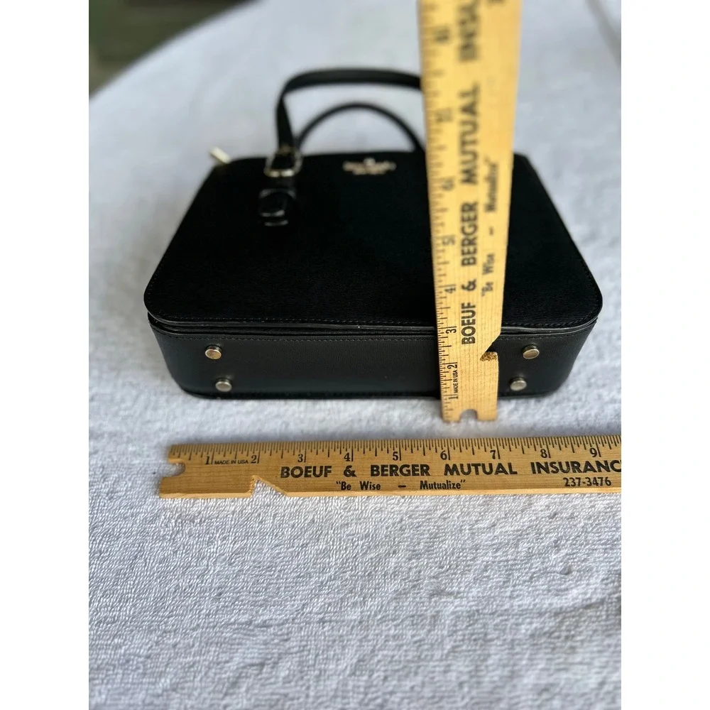 Kate Spade Connie Small Mini Triple Gusset Satchel Black Leather Crossbody EUC